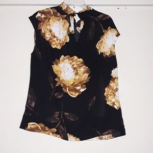 short sleeve mock neck blouse